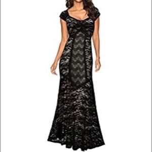 NWT Black Lace Evening Gown